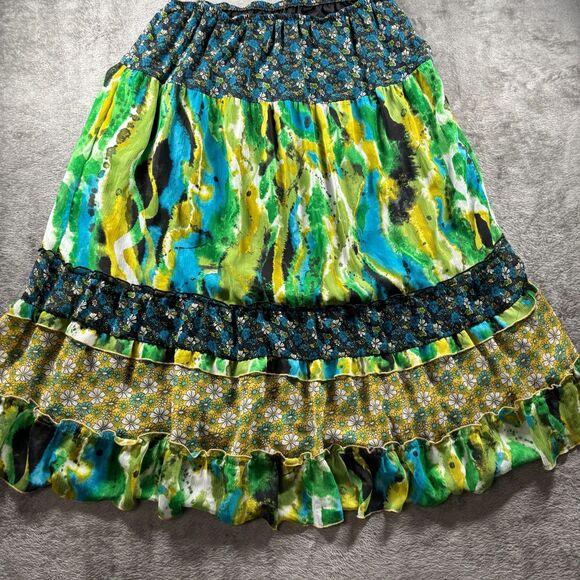 Notations Peasant Tiered Midi Skirt Boho Floral Earthy Romantic Size XL G348 - Picture 3 of 7